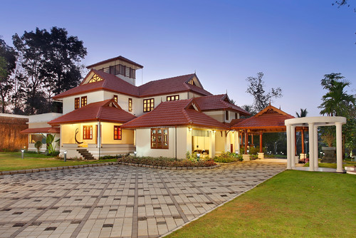 red cream indian house exterior colour combination