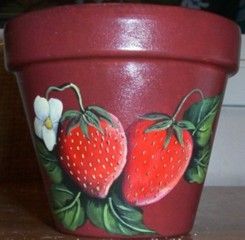 strawberry plant pot painting