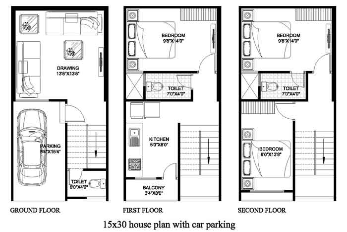 15*30 House Plan 450 Square Feet