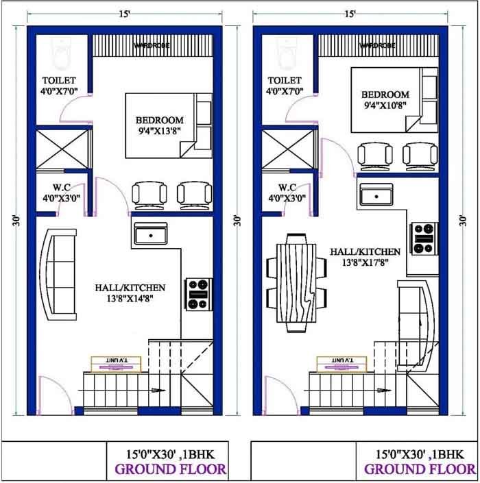 15 by 30 3d elevation house plan