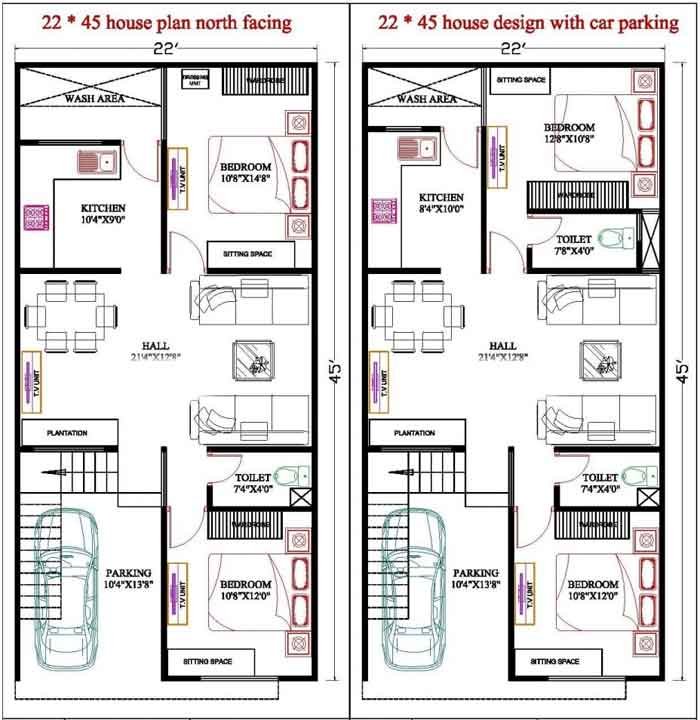 22 by 45 990 Sq ft House Plan Design