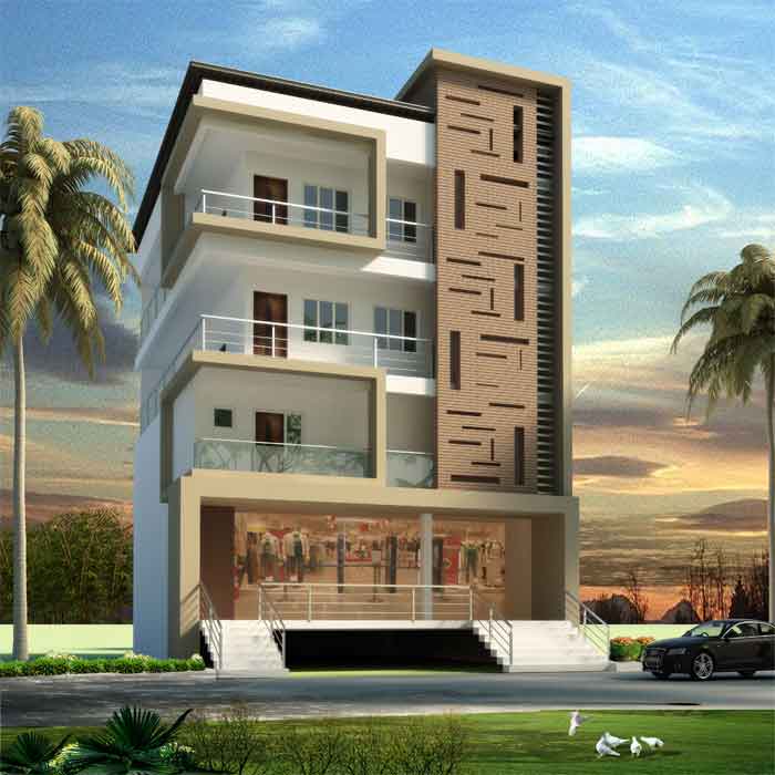 Indian apartment front elevation design
