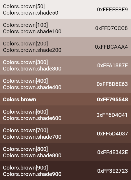 brown colour shades