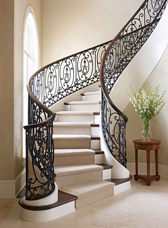 decorative staircase steel railing design
