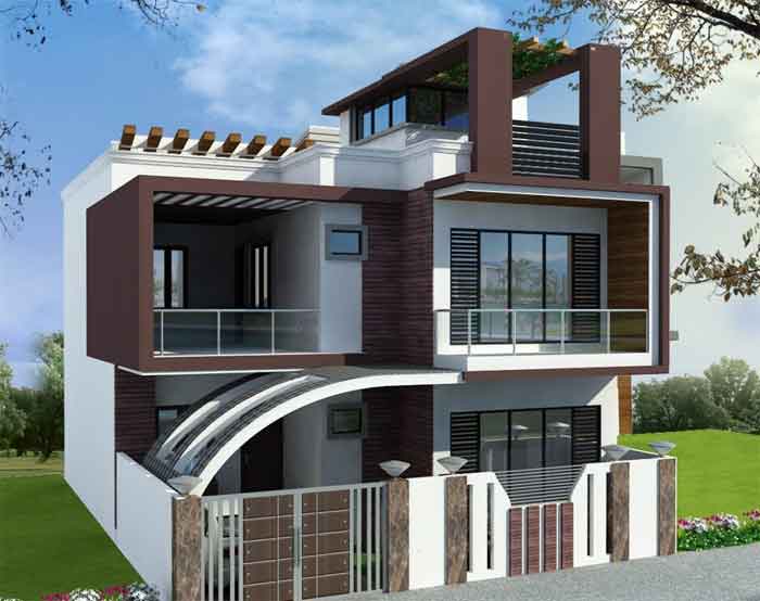front elevation double floor design
