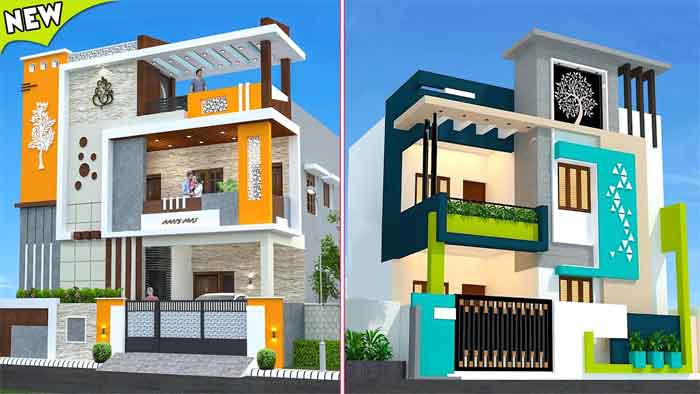 latest double floors normal house front elevation designs