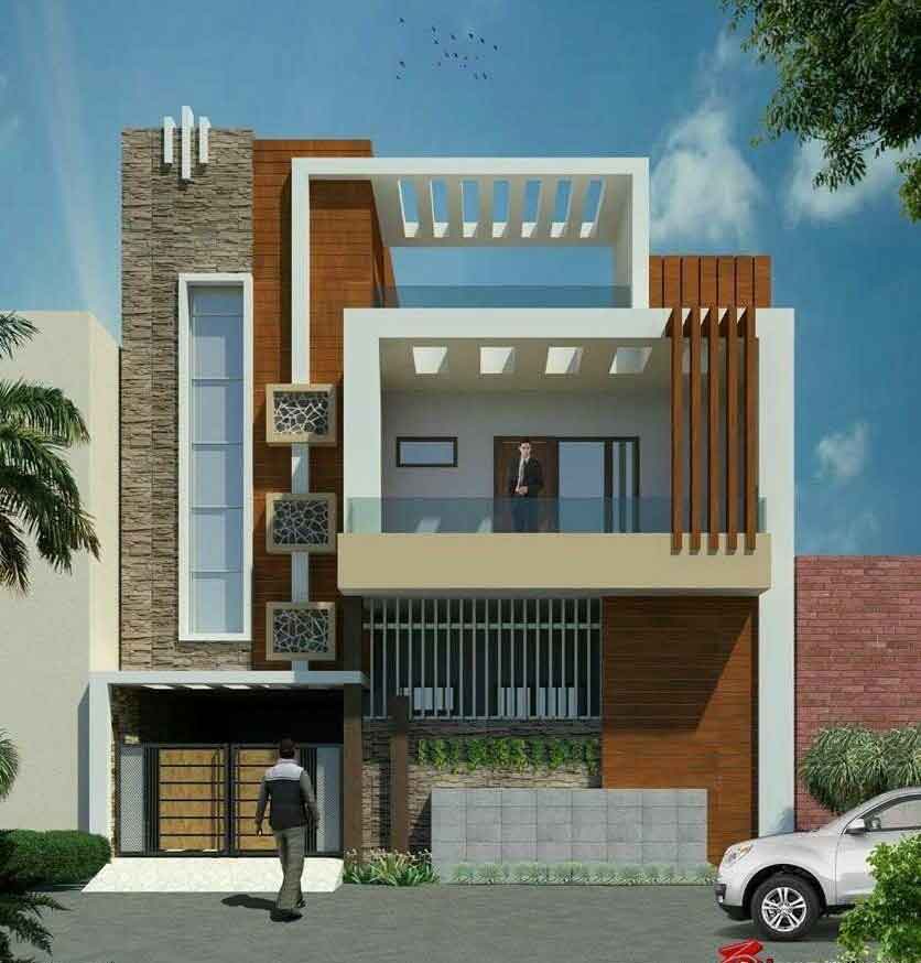 low cost double floors building front elevation