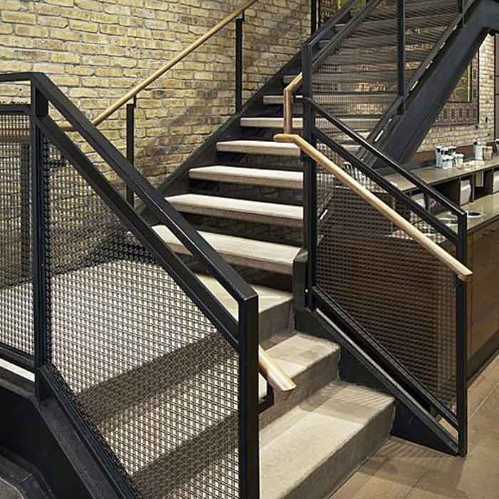 mesh infill steel stair railing