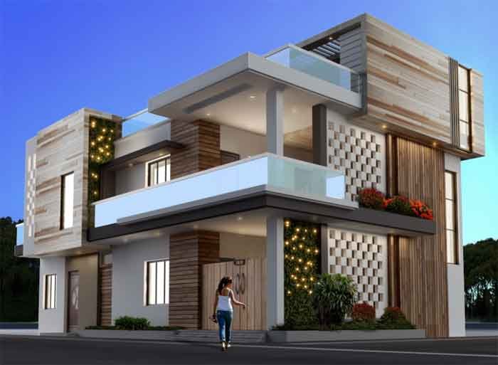 modern normal double floor house elevation design