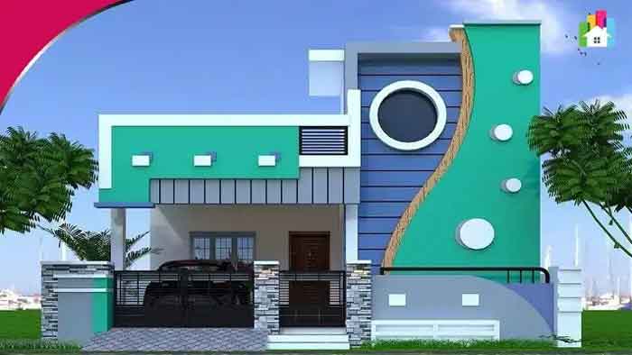 single floor front house elevation design