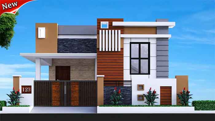 sleek simple single floor front elevation design