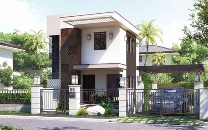 small double story 2 floors house front elevation designs