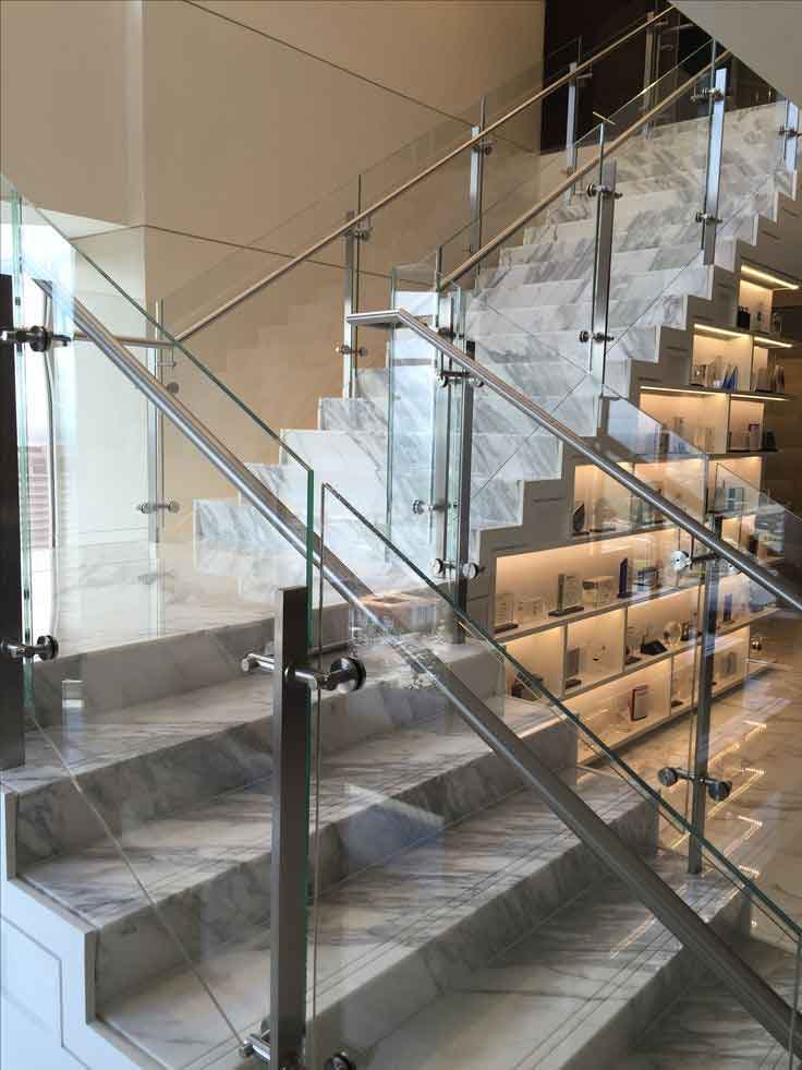 ss steel and glass staircase railing designs