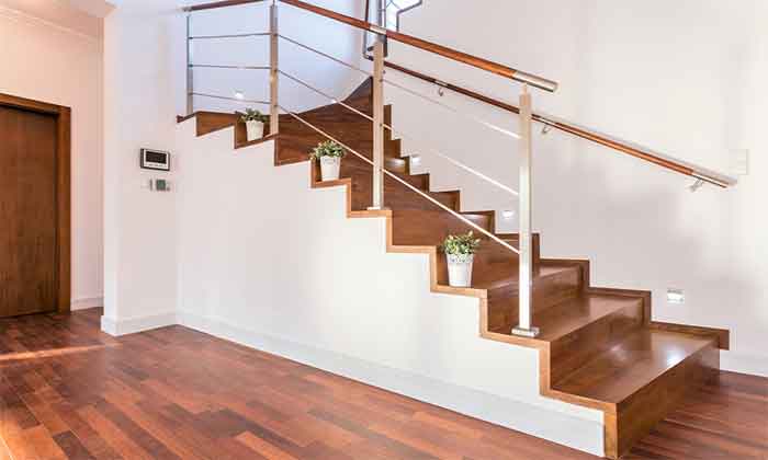 wooden steel stair railing