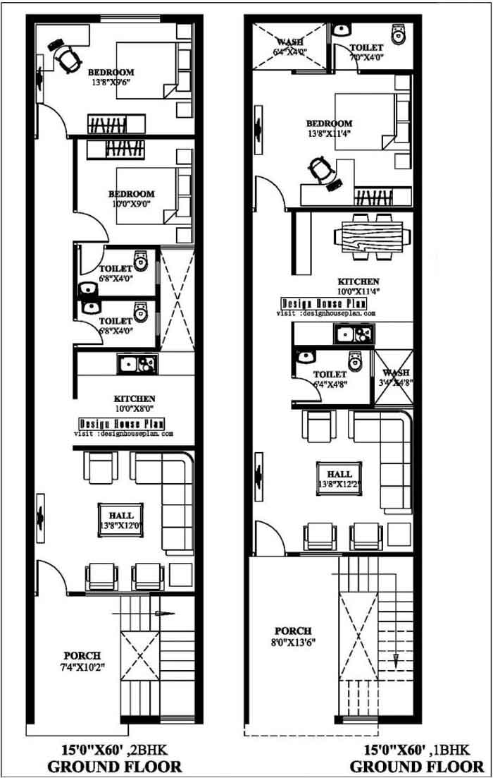 15 by 60 900 Sq Ft House Plan