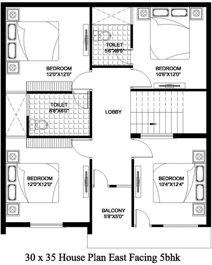 30 by 35 First Floor House Plan