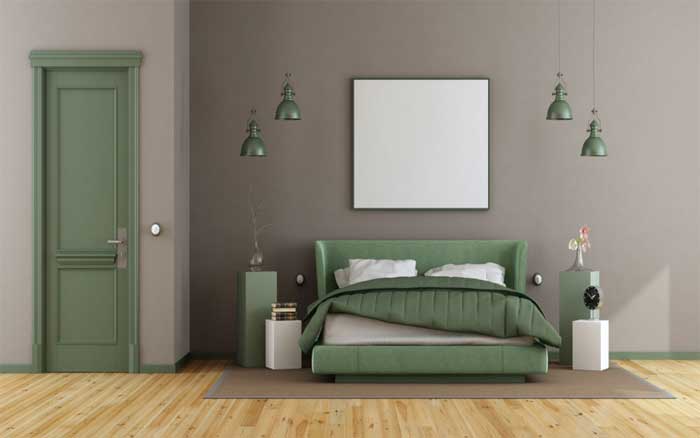 forest green and brown colour combination for bedroom walls