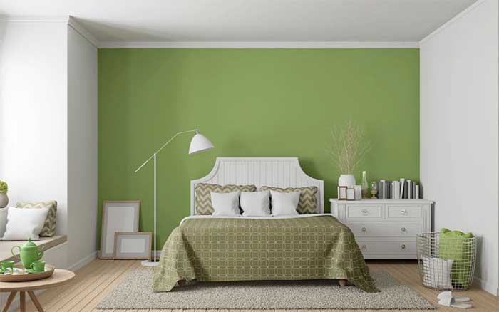 green and white colour combination for bedroom