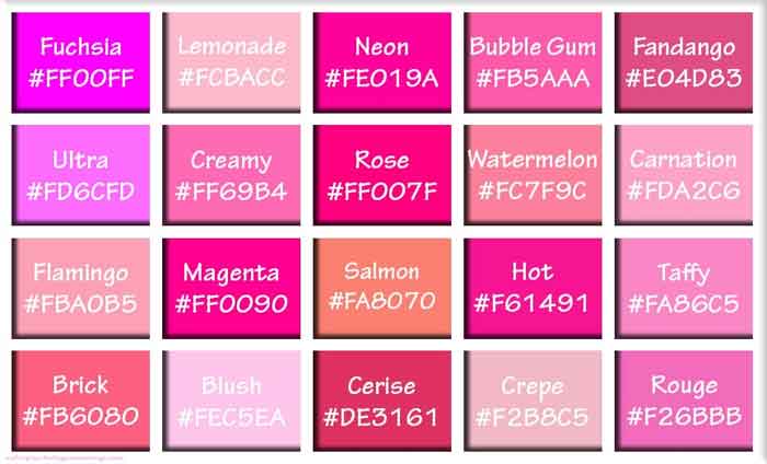pink color codes