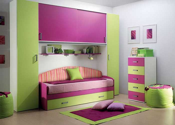 Lime green with pink colour combination