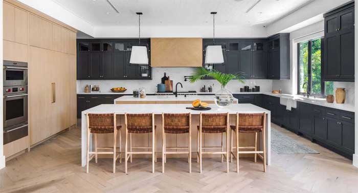 U shaped kitchen with island design