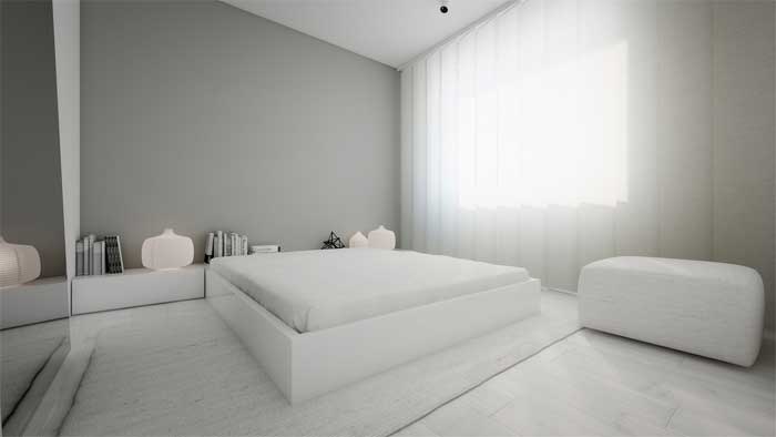 White and Grey Bedroom Wall
