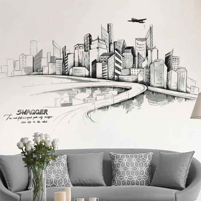 City on Wall Stickers for Living Room