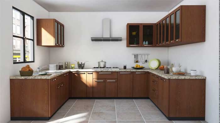 simple U shaped modular kitchen design
