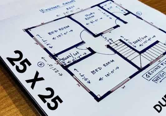 25 By 25 House Plan 1bhk 2bhk Single Double Story House Map