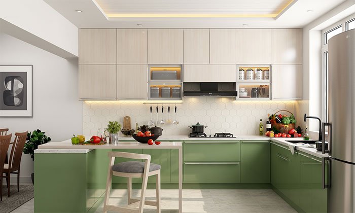 G-shaped modular kitchen design 