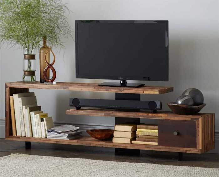 Open shelving tv stand design