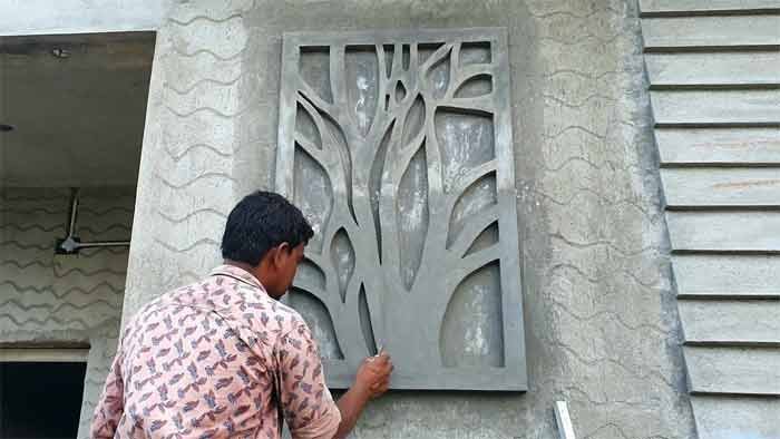 House wall front cement design