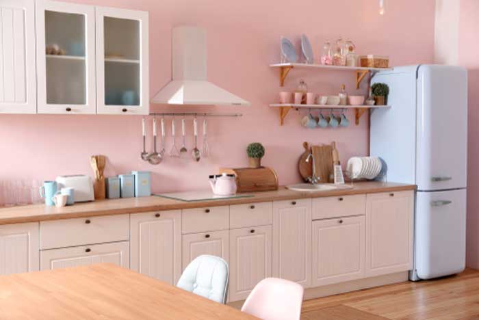 Pink and peach color for kitchen