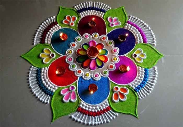 bright dasara rangoli design