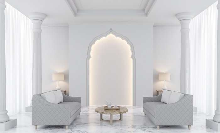 mediterranean indian style hall arch design