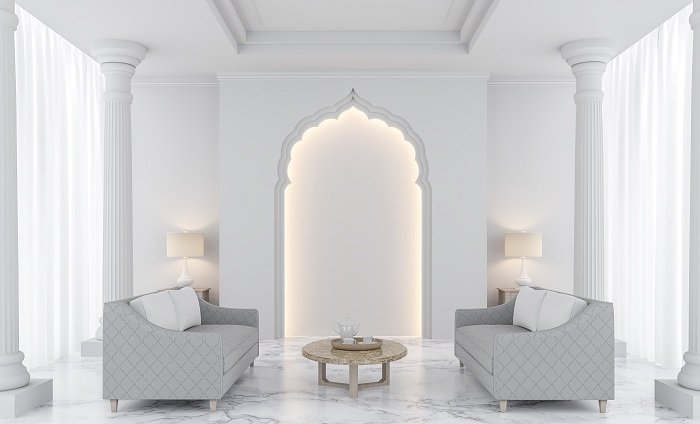 mediterranean indian style hall arch design