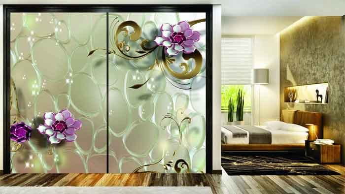 3D wallpaper sliding door wardrobe