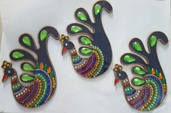 beaded peacock rangoli