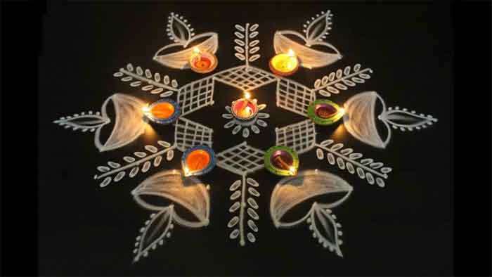 diwali rangoli with dots design