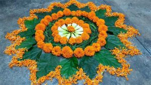 Flower leaves rangoli design