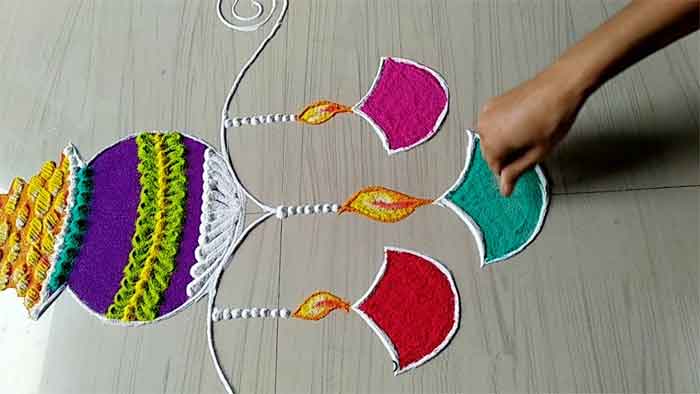 making dhanteras kalash rangoli design
