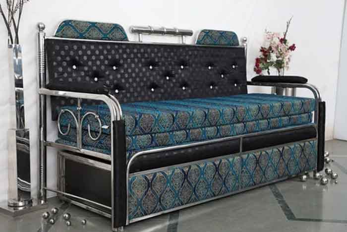 steel sofa cum bed storage design