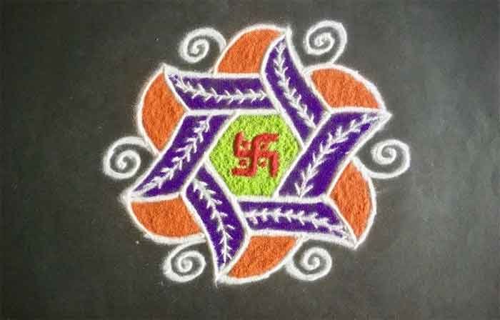 dhanteras swasticka rangoli design