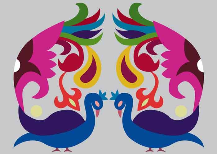 symmetrical peacock design