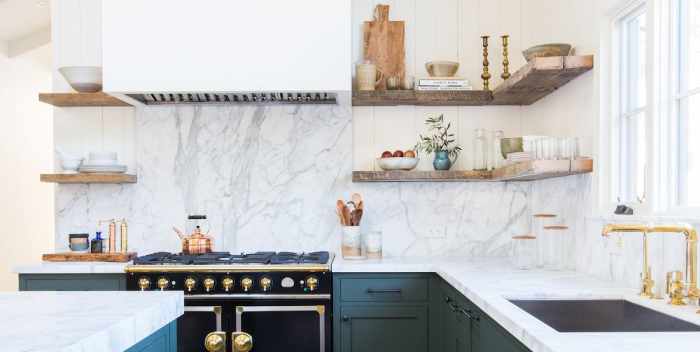 Marble Styled Kitchen Shelving Unit 