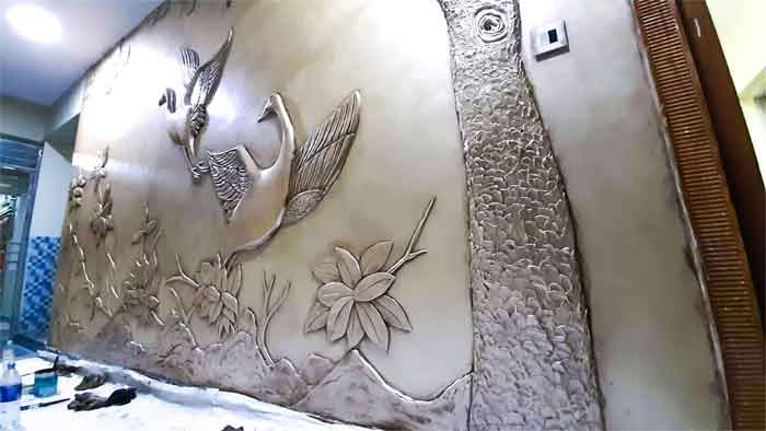 floral wall putty design