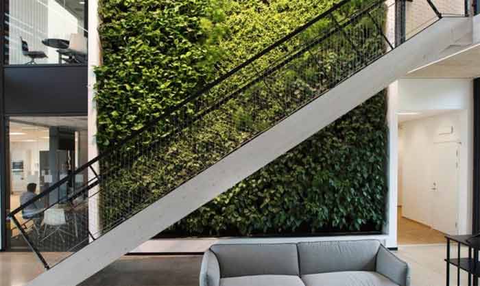 Staircase Decoration with Grass Wall