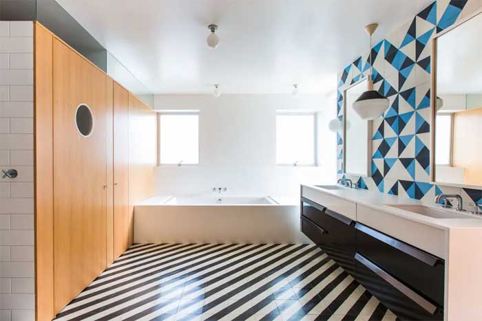 Tiles in Stripes Bathroom Flooring
