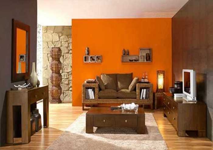 orange brown and white color for living room