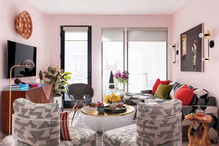 pink colour vastu for living room
